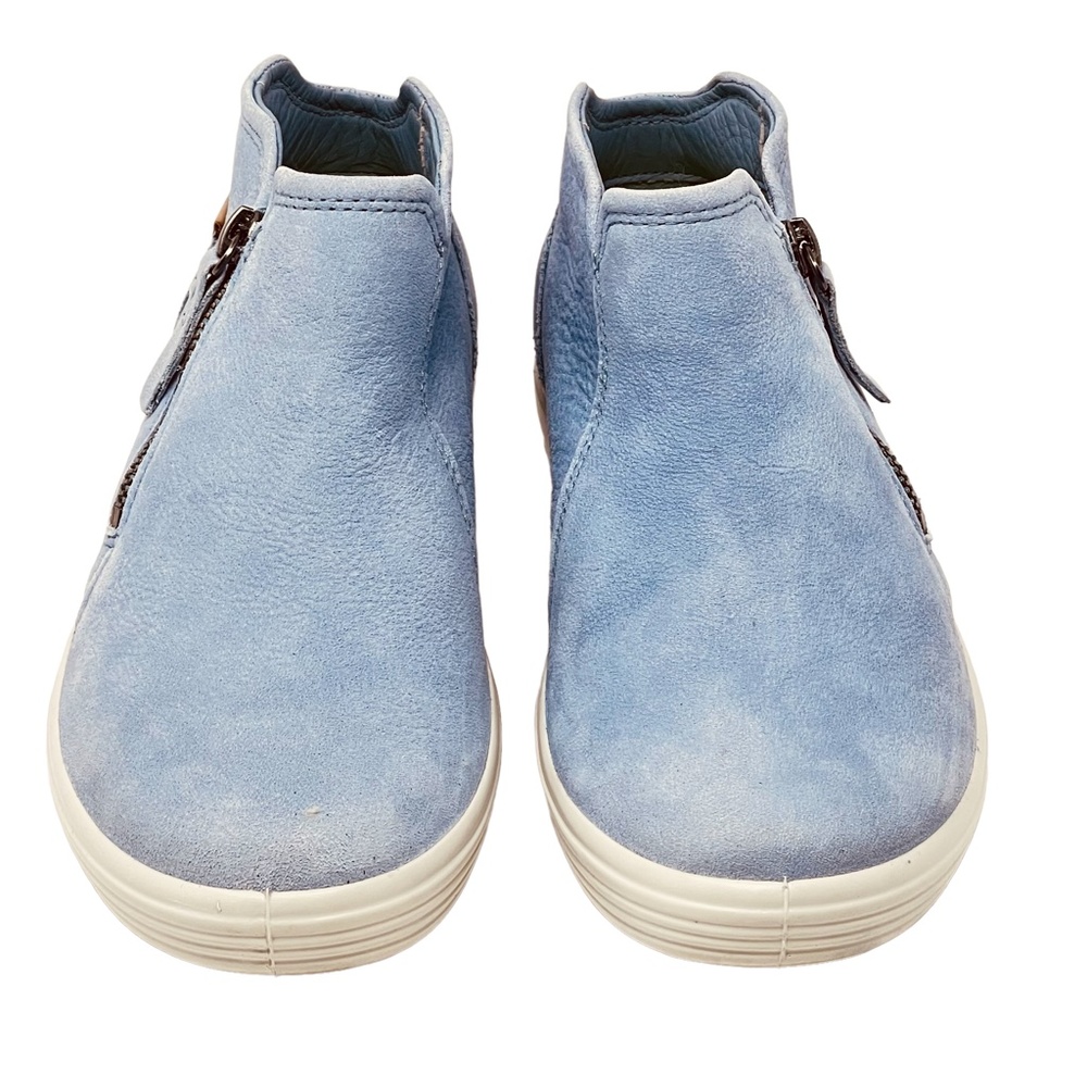 Ecco Soft 7 women's nubuck leather dusty blue side zip booties size 5/EU 36 - Picture 2 of 13